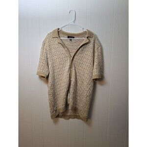 Truth by Republic Beige Patterned Short Sleeve Sweater Size Large
